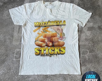 Mozzarella Sticks Vintage Grafik-T-Shirts, lustiges Mozzarella-T-Shirt, Retro Food Lover Lustiges Gag-T-Shirt, seltsame Shirts, 90er Jahre Grafik-Trendy-T-Shirt