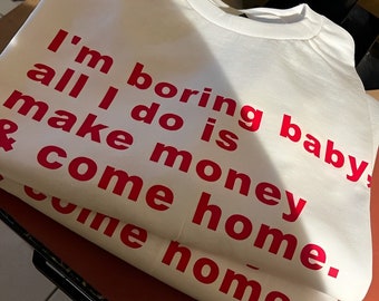 I'm Boring Baby, All I Do Is Make Money And Come Home Unisex T-Shirt, Alltagslook, Geschenk für Sie Ihn, Sarkasmus-Shirt, Introvertiertes Shirt
