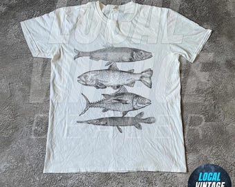 Vintage Fish Tattoo Style T-Shirt, Retro Fisherman Shirt for Men, Bass Fishing Tee, Ocean Shirt, Fisher Gift, Bass Lover Apparel
