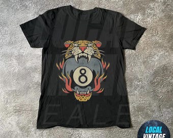 Lucky Leopard Tee - Traditional Tattoo T 8 Ball Shirt Grunge Streetwear Vintage Western Lucky Me Shirt Yallternative Aesthetic