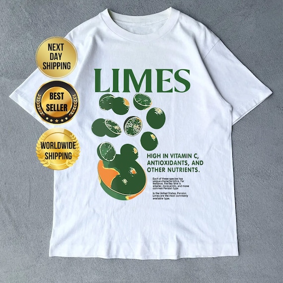 Limes Graphic Tee, Vegetables Shirt, Fruit Shirt, Lemon Shirt, Unisex Sweatshirt, Gift for Women and Men, Retro-Style Vintage Unisex T-Shirt