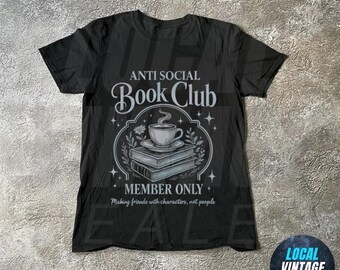 Camiseta de club de lectura antisocial para lectores de romance introvertidos, camiseta vintage de lectura desgastada, ideal como regalo para amantes de los libros.