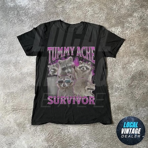 Tummy Ache Survivor Retro 90s Shirt, Vintage Raccoon T Shirt, Tummy Ache Tee, Funny Aesthetic Shirt, Birthday Party Shirt,Meme Raccoon Shirt