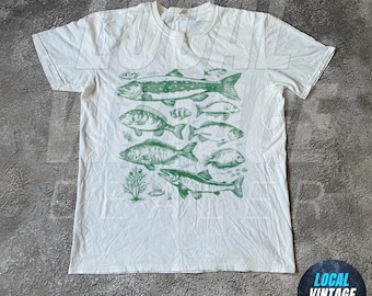 Vintage Fish Tattoo Style T-Shirt, Retro Fisherman Shirt for Men, Bass Fishing Tee, Ocean Shirt, Fisher Gift, Bass Lover Apparel
