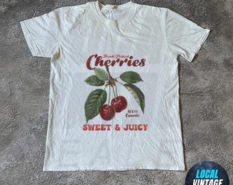 Retro Cherries Commercial Graphic Shirt, Vintage Cherry T-Shirt, Unisex Cotton Tee, y2k Style T Shirt, Cool Gift For Him & Her