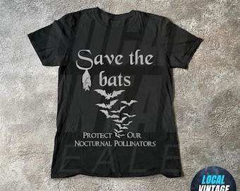 Save the Bats-shirt, vleermuisconserveringsshirt, gothic T-shirt, cadeau vleermuisliefhebber, gotische t-shirt, shirt vliegende vleermuizen, gotisch esthetiek, vampier