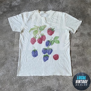 Fruits And Berries Retro 90s Tshirt, Vintage Fruit Lovers Cute Shirt, Nature Food Shirt, Pinapple Berry Unisex Y2k Relaxed Lemon Top
