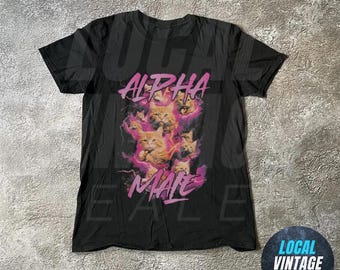 Alpha Male Funny Kitten Tshirt | Funny Cat Meme T-Shirt | Retro 90s Kitty Tee | Sarcastic Pet Humor Gift | Gift for Cat Moms & Dads