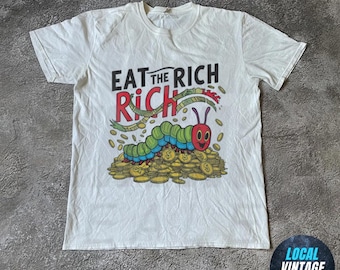 Coquette Eat The Rich Vintage 90s Y2K Unisex Tshirt, Coquette Aesthetic Tee, Funny Feminist, Hungry Caterpillar Shirt, Leftist Feminist Tee