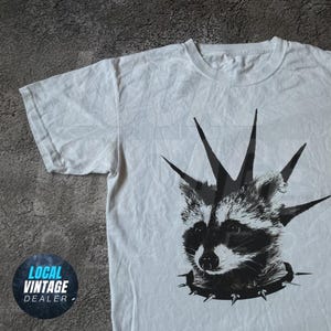 Punk Raccoon Vintage Graphic T-shirts, Retro Raccoon Moon Tshirt, Raccoon Lovers, Funny Raccon Tee, Meme Raccoon Gift, Animal Lover Shirt