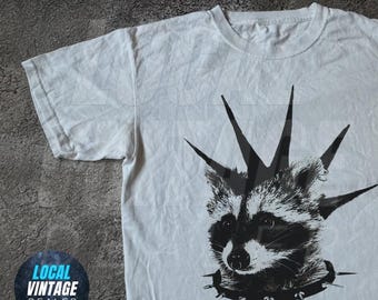 Punk Raccoon Vintage Graphic T-shirts, Retro Raccoon Moon Tshirt, Raccoon Lovers, Funny Raccon Tee, Meme Raccoon Gift, Animal Lover Shirt