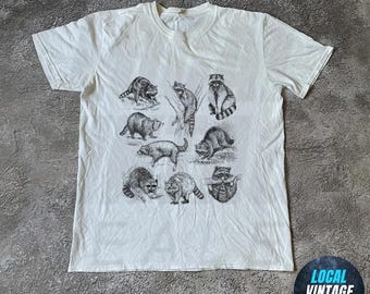 T-shirt wasbeertattoo: jaren 90 retro bohostijl, wasbeerliefhebbers, meme-shirt wasbeer, grappig wasbeershirt, grappig vrouwent-shirt, vrouwent-shirt,