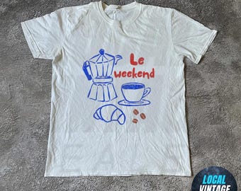 Weekend Shirt, Coffee Tshirt, Croissant Shirt, French T Shirt, Weekending T-Shirt, Retro Graphic Tee, Vintage Aesthetic, Le Weekend, Women