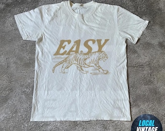 T-shirt graphique Tigre effet vieilli vintage - Chemise rétro Easy Tiger