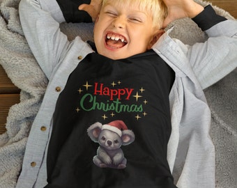 Christmas Koala Toddler Long Sleeve Tee, Happy Xmas koala sweatshirt, Merry Christmas sweater