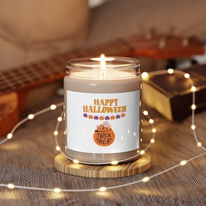 Happy Halloween Trick or Treat Scented Soy Candle, 9oz, Halloween label soy candle, autumn candle