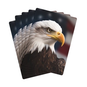 Cartes de poker American Bald Eagle du 4 juillet Independence Day, cadeau pour les vétérans militaires, cartes de jeu rouges blanches et bleues