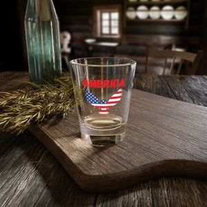 USA Shot Glass, 1.5oz, America 4th of July Independence Day Red White and Blue shot glass, Gift for military veteran, Fourth of July