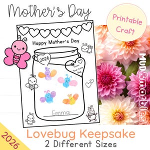 Muttertag Fingerabdruck Handwerk Printable Love Bug Geschenk Vorschule Kindergarten 2026