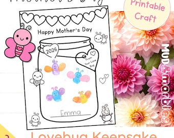 Mother's Day Thumbprint Craft Printable Love Bug Gift Preschool Kindergarten 2026