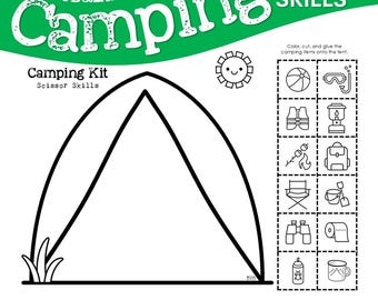 Camping Scissor Skills Pack, Summer Fine Motor Activity, Cut and Paste Printable, Preschool Kindergarten Craft, Outdoor Learning