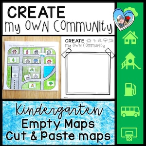 Activiteiten voor het maken van communitykaarten voor de kleuterschool | Kaarten voor kleuterschool sociale studies | Kaarten knippen en plakken