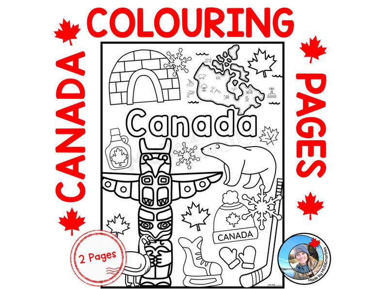 Canada Collage Colouring Pages - Etsy