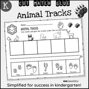 Animal Tracks Cut Match and Glue Printable + Crown Craft