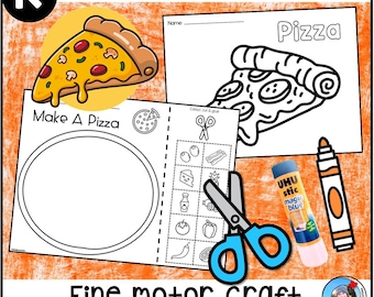 Pizza Craft Fine Motor Activity Bonus Colouring Page