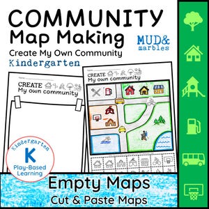 Community Map Making Activity for Kindergarten | Preschool Social Studies Maps | Cut & Paste Maps