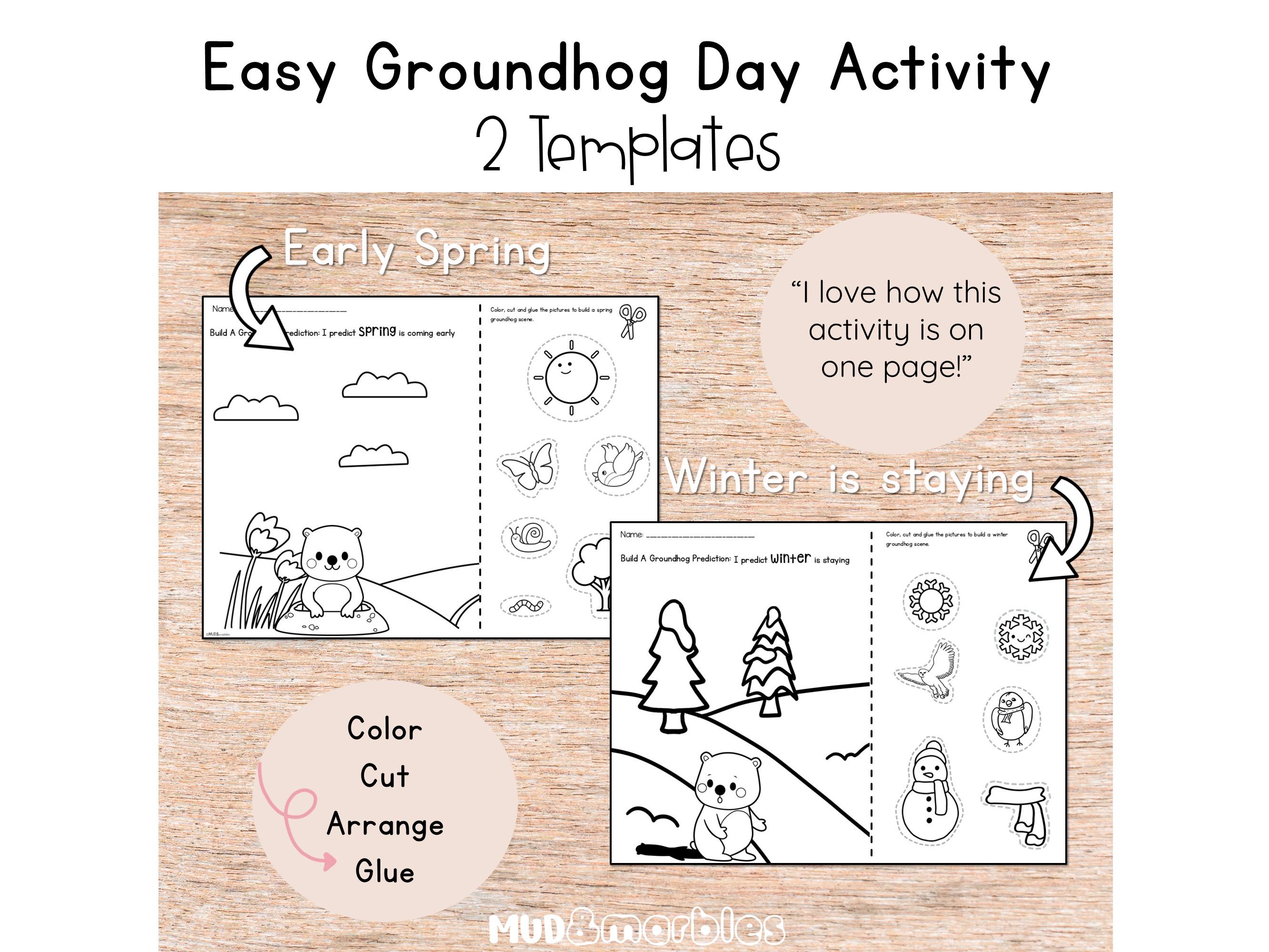 Groundhog Day Cut and Paste Prediction Craft | Fine Motor Activity for ...