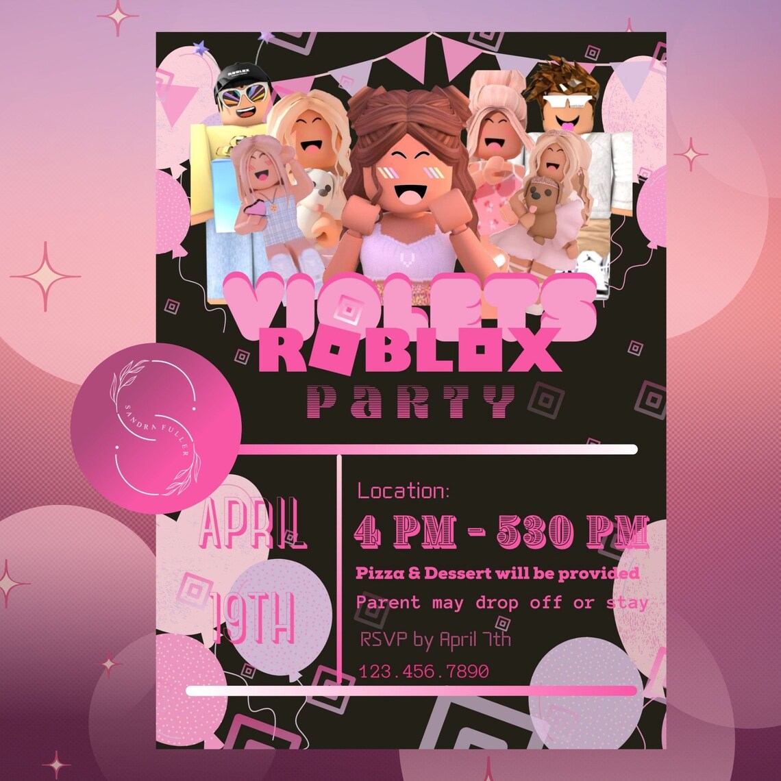 EDITABLE Roblox Birthday Invitation Girl Girls Birthday Etsy Canada