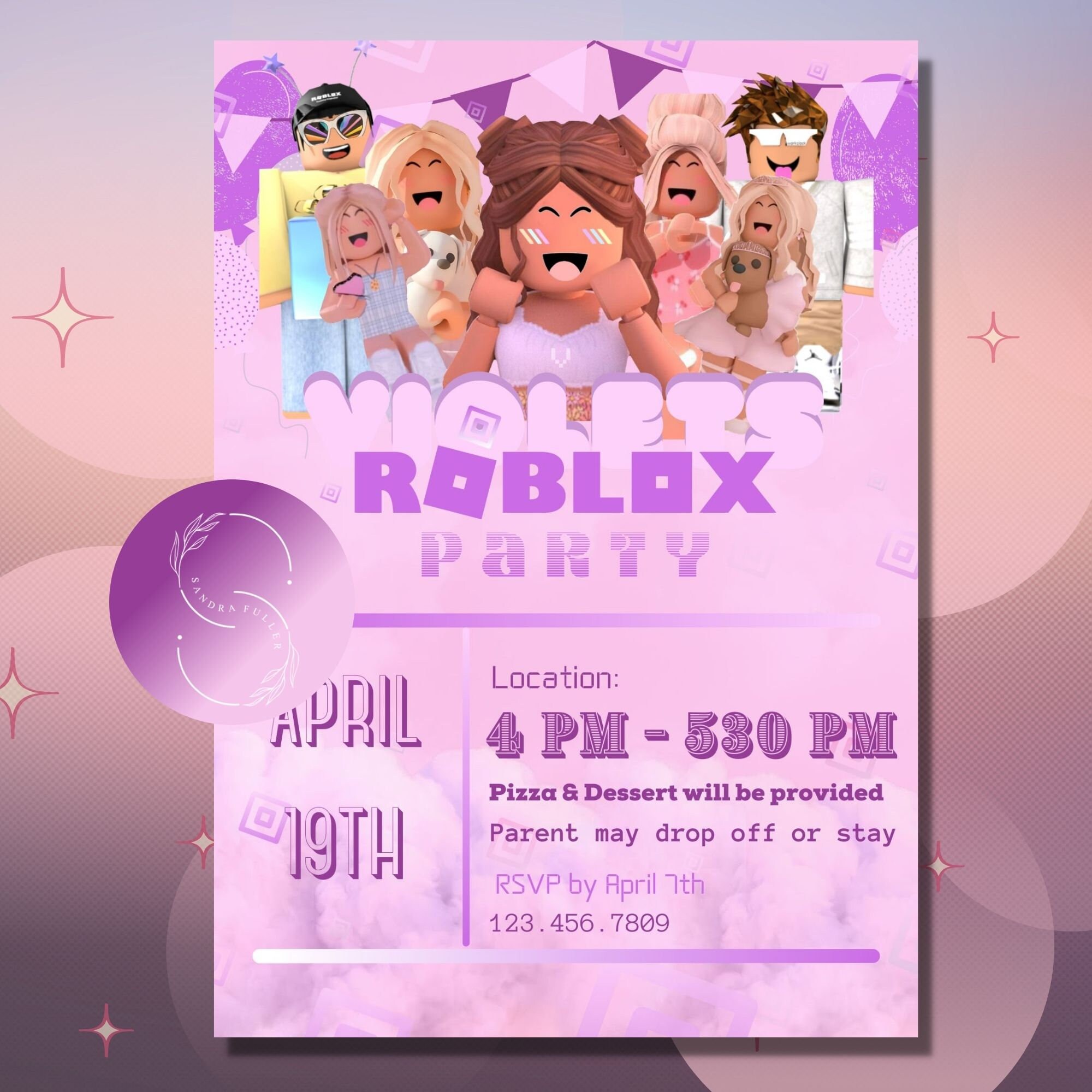 EDITABLE Roblox Birthday Invitation Girl Girls Birthday Etsy Canada