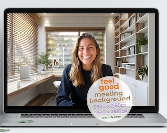 Home Office Zoom / Teams Background: Professional Virtual Backdrop (Clear + Blurred Set)