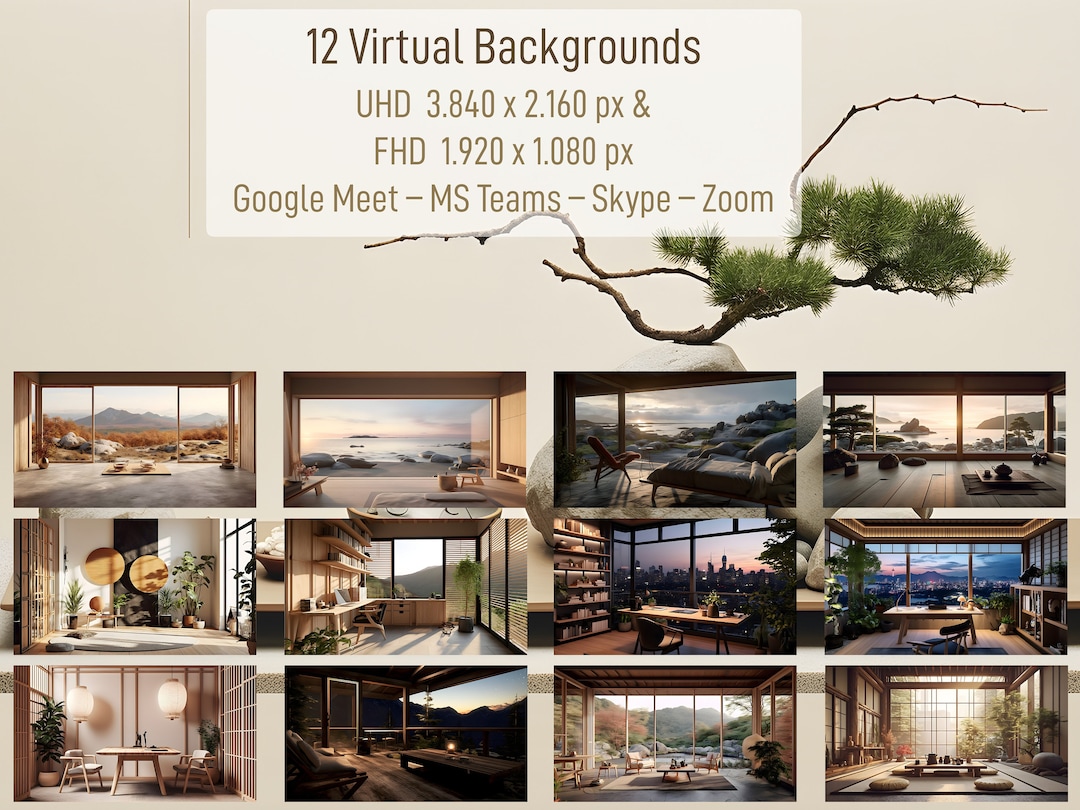 12 Backgrounds for MS Teams, Zoom, Google Meet, and Skype: Japanese and ...