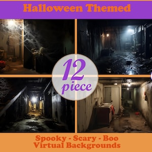 12 Spooky & Scary Halloween Virtual Backgrounds | Haunted Hallway for Zoom Meetings | Creepy Desktop Wallpaper Decor (Halloween Set No 72)