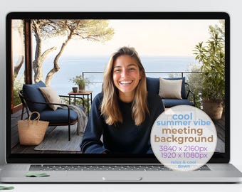 Seaside Deck Zoom / Teams Background: Serene Nature View (Digital Download  UHD/FHD Clear + Blurred Set)