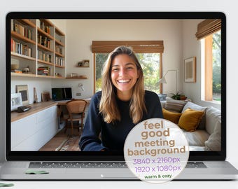 Home Office Zoom Background: Calming + Professional Virtual Backdrop (Clear + Blurred Set)