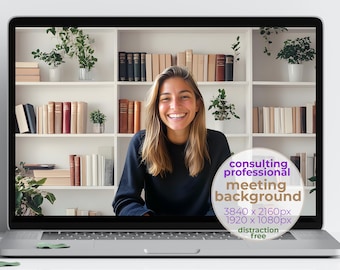 Minimalist Office Bookshelf Background for Virtual Meetings | White Aesthetic Zoom Background | Professional Home Office Background (885g)