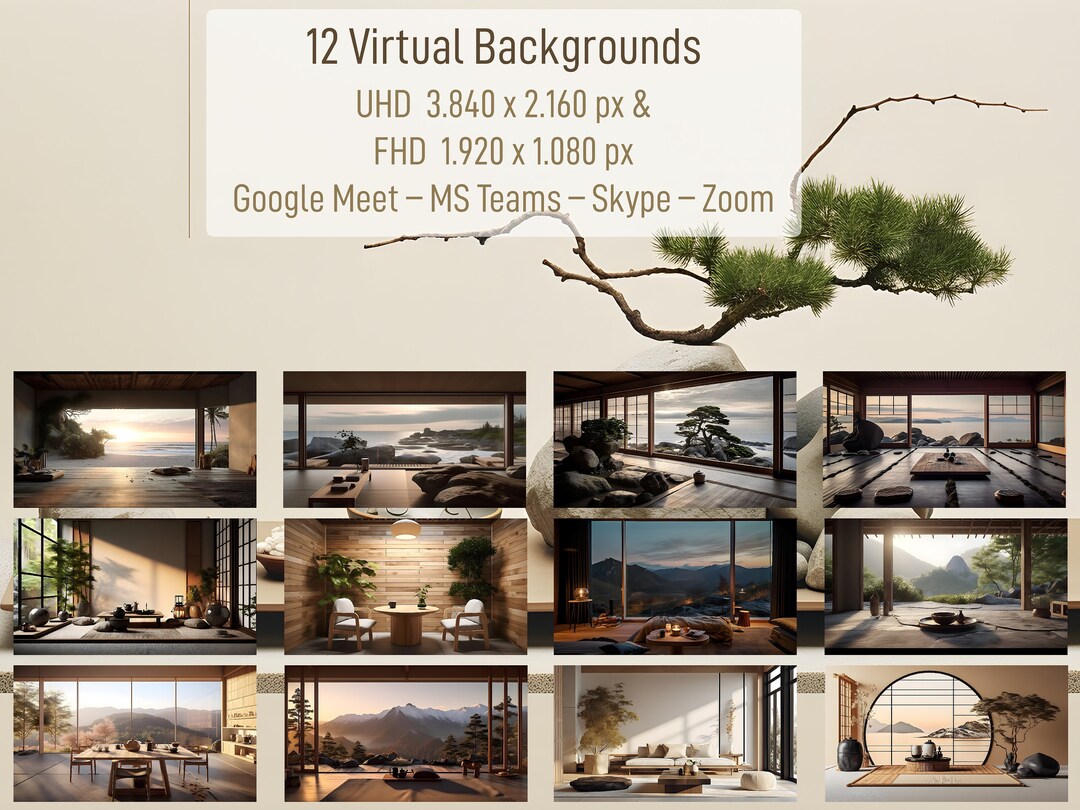 12 Backgrounds for MS Teams, Zoom, Google Meet, and Skype: Japanese and ...