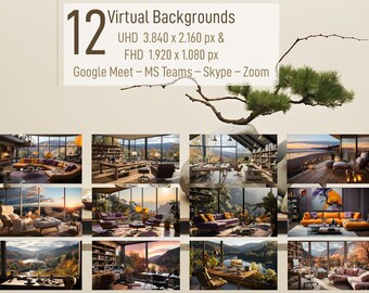 12 Autumn-themed Virtual Meeting and Desktop Background Images - Elegant Interiors and Cozy Decor (Autumn Set No 65)