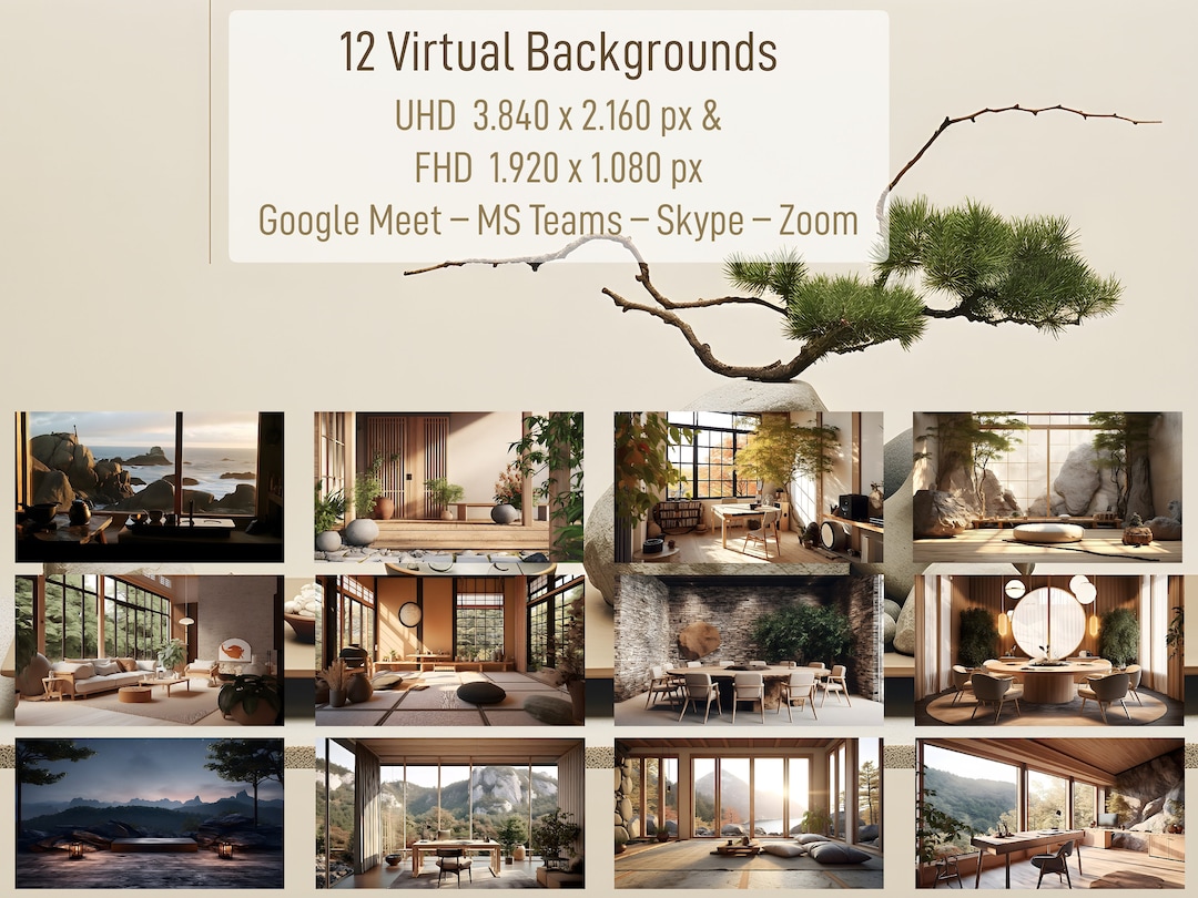 12 Backgrounds for MS Teams, Zoom, Google Meet, and Skype: Japanese and ...