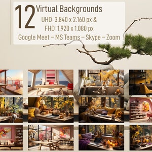 12 Elegant Home Office Virtual Autumn Backgrounds for Warmth and Inspiration | Autumn Office Oasis | Zoom Professional (Autumn Set No 86)