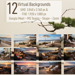 12 Backgrounds for MS Teams, Zoom, Google Meet, and Skype: Feel the summer and the ocean again! (Beach Terrace Set No 38)
