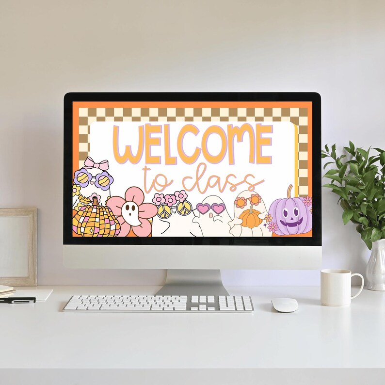 Halloween Morning Meeting Google Slides Groovy Halloween Theme, Power