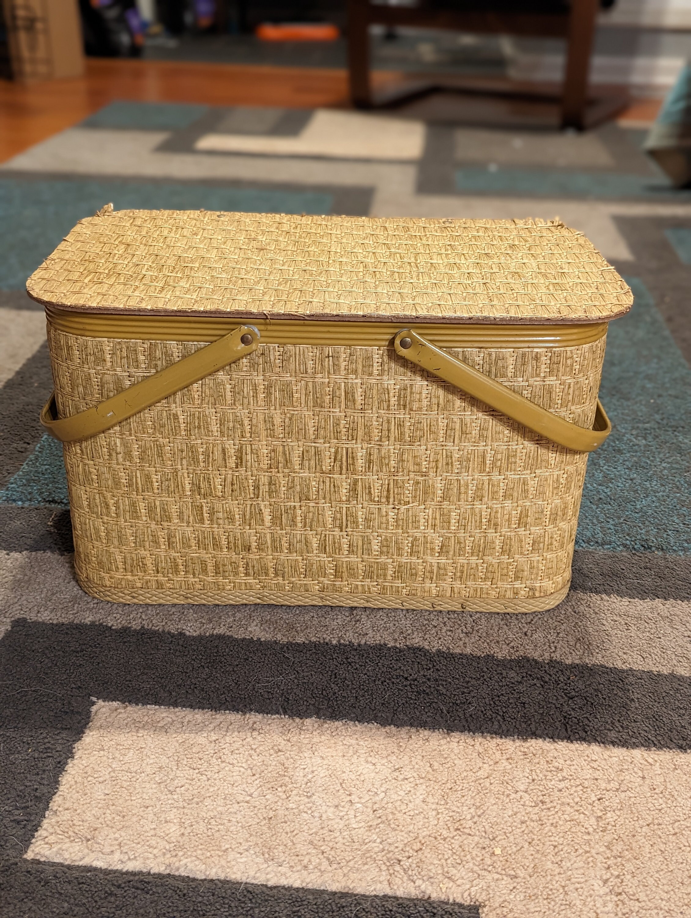 Vintage Burlington Picnic Basket Cream / Almond /beige / Brown Etsy