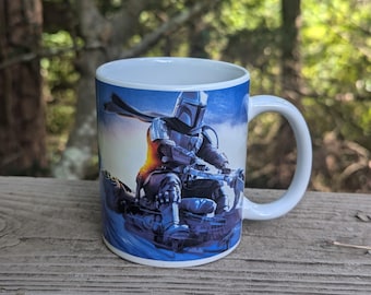 Mandalorian Coffee Mug: Din Djarin & Grogu, Desert Racer