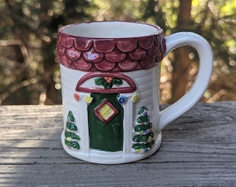 Vintage Christmas Mug Christmas Cottage Mary Ann Baker Otagiri Mug with minor wear