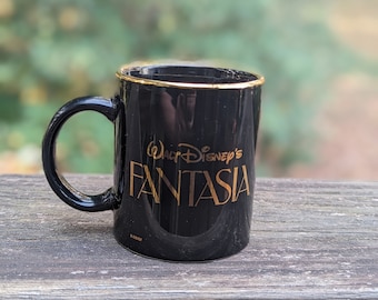 Vintage Disney Fantasia Mug, Black and Gold Display Piece