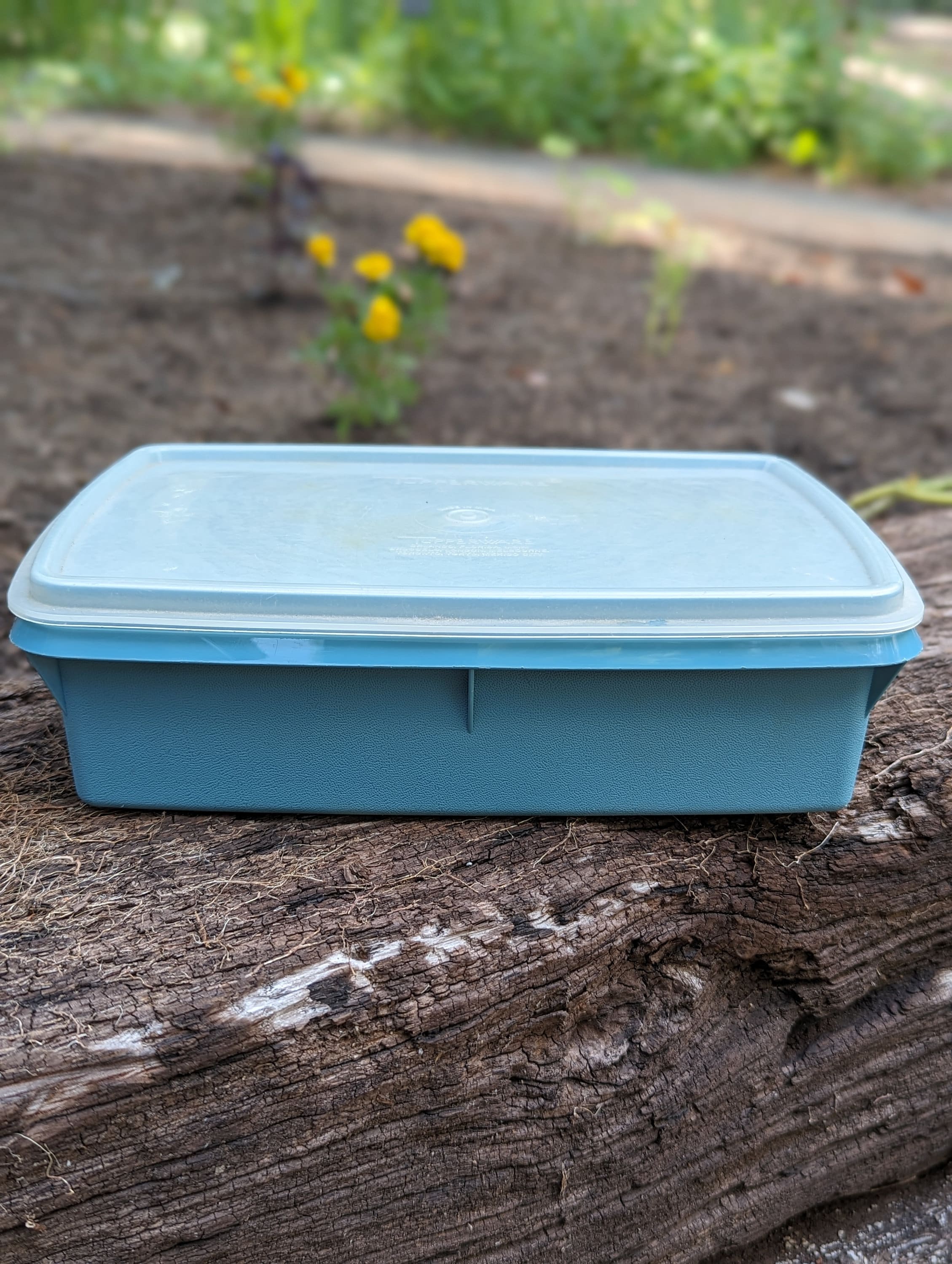 Vintage French Tupperware Bright Orange Lunch Box with Handle